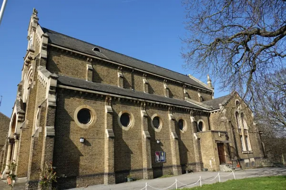 The south side of Our Lady of Grace church in sunshine